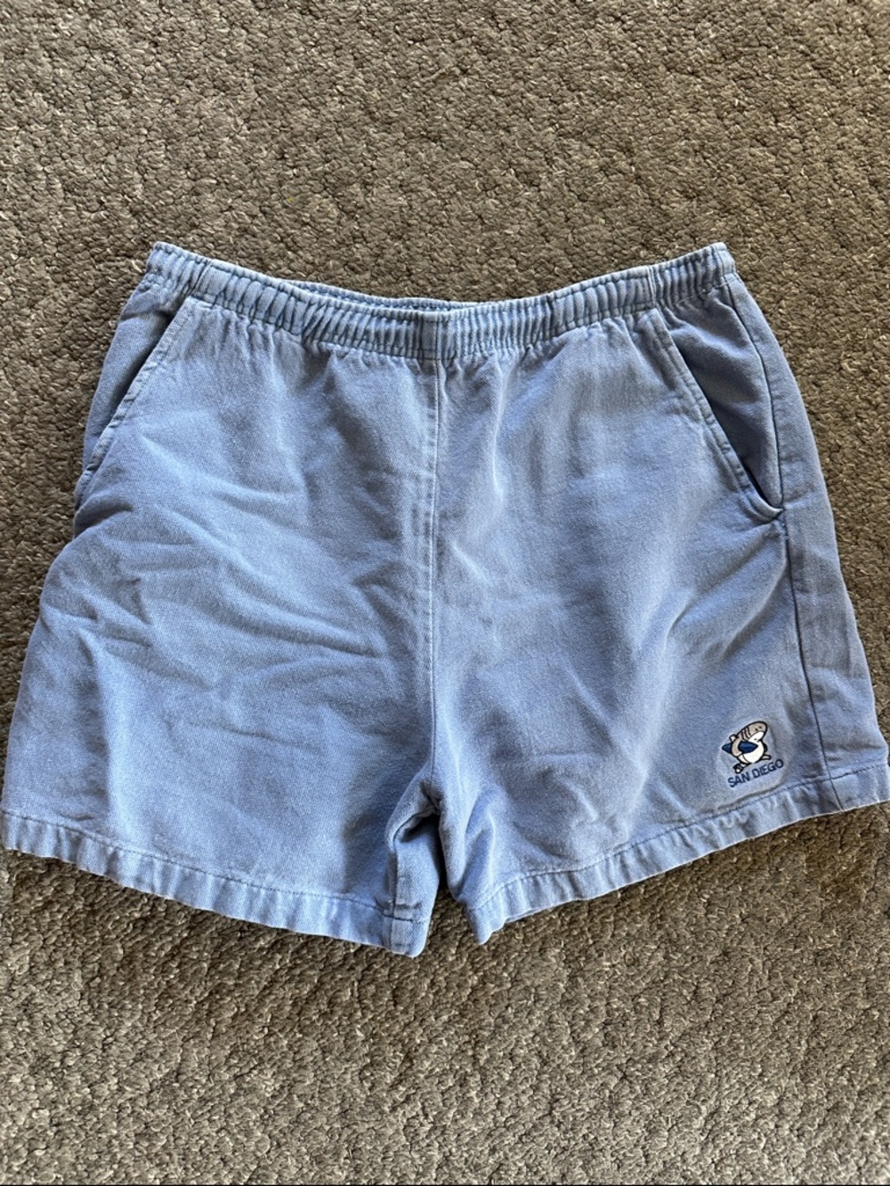 Crazy Shirts Hawaii Unisex Light Blue San Diego Shark Embroidered Shorts